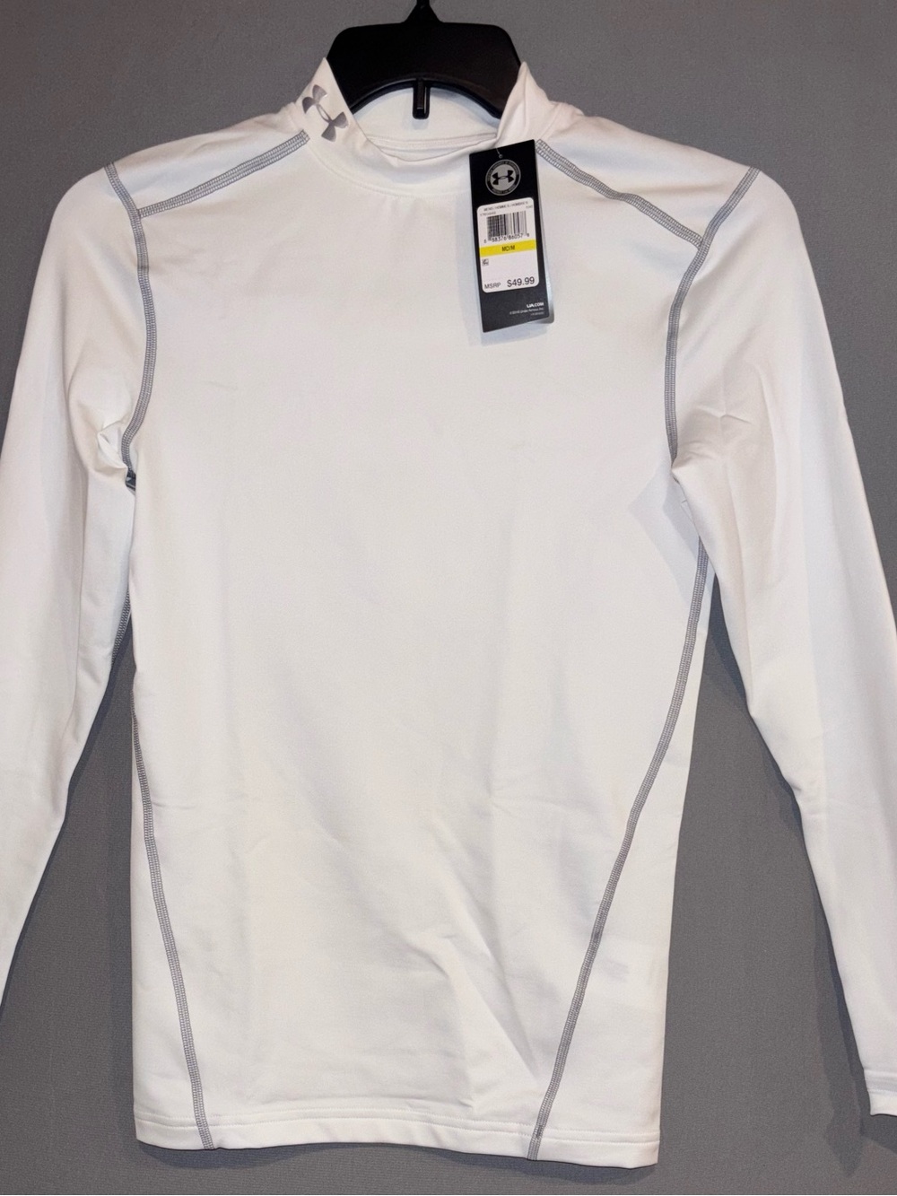 Under Armour Long-Sleeve Performance Top Men’s Medium White With Gray Stitching
